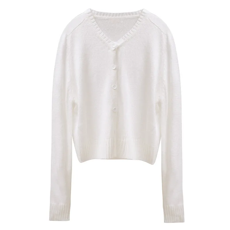 Белый тонкий кардиган в Корейском стиле K POP Дженни знаменитостей короткий