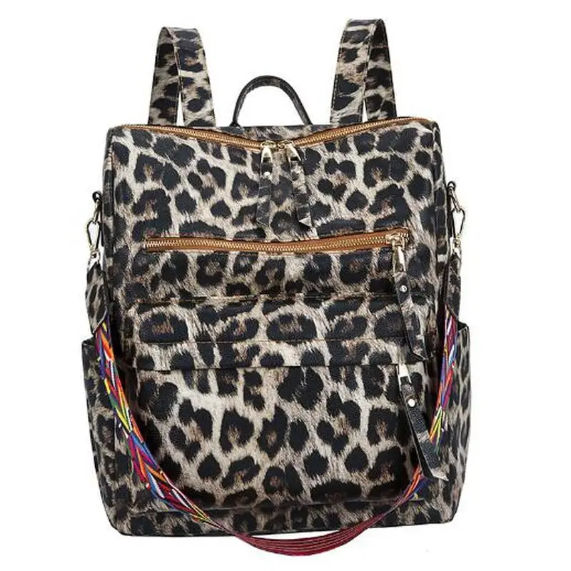 

Trendy Fashion Backpack Ladies Shoulder Bag Retro Leopard Print Travel Backpack Teen Girl Backpack Ladies