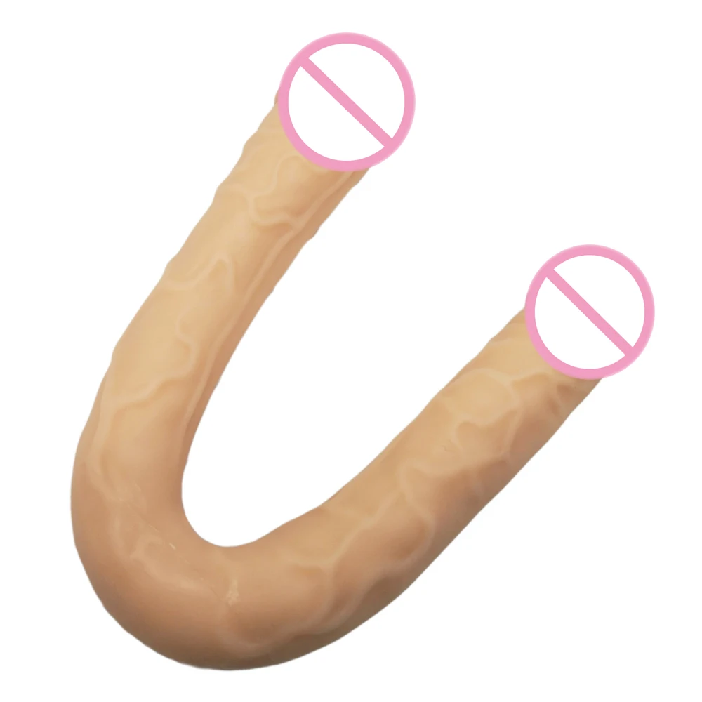 46 см Длинные двойной головкой пениса U форма фаллоимитатор Огромный дилдо секс