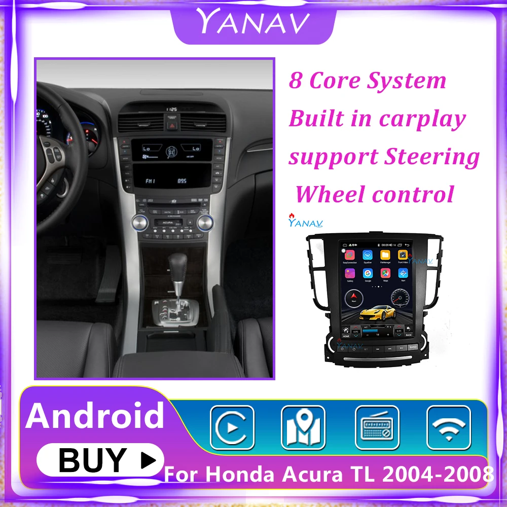 

Автомагнитола в стиле Tesla, вертикальный экран для Honda Acura TL 2004-2008, стерео, радио, Android, мультимедийный DVD-плеер, навигация