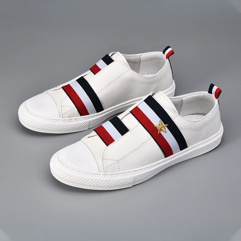 

Summer Casual Shoes Shoes Streetwear Casual For Men Fashion Mens Causal Leisure Man Sneakers Slip On Leather White Sports