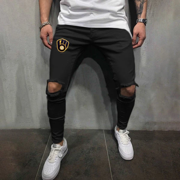 

Milwaukee Brewers Men's fashion ripped casual leggings