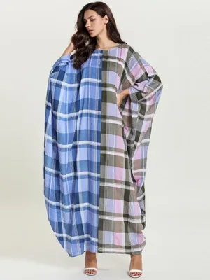 Дубай Кафтан платья абайя мусульманские женские элегантные полосы печати