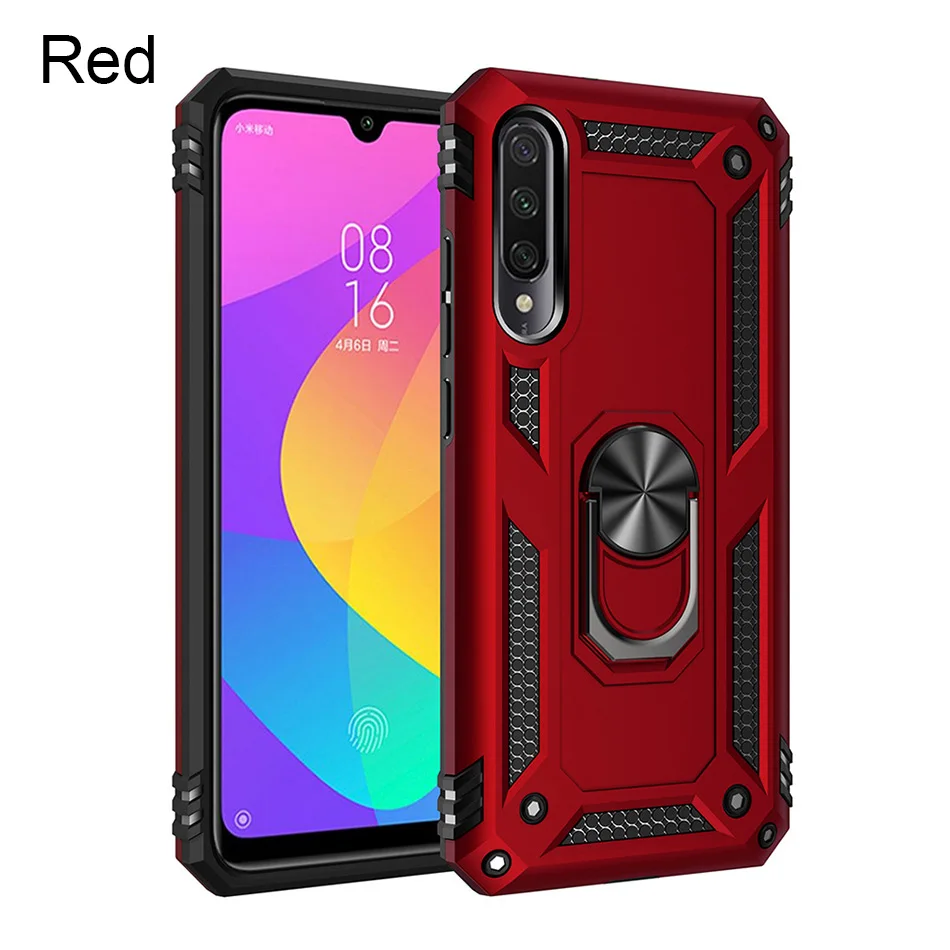 red Роскошный бронированный металлический чехол для телефона Xiaomi Redmi 7A Note 7 8 K20 Pro для Xiaomi 9T Pro A3 Lite CC9E 9 SE силиконовый бампер чехол - Цвет: red