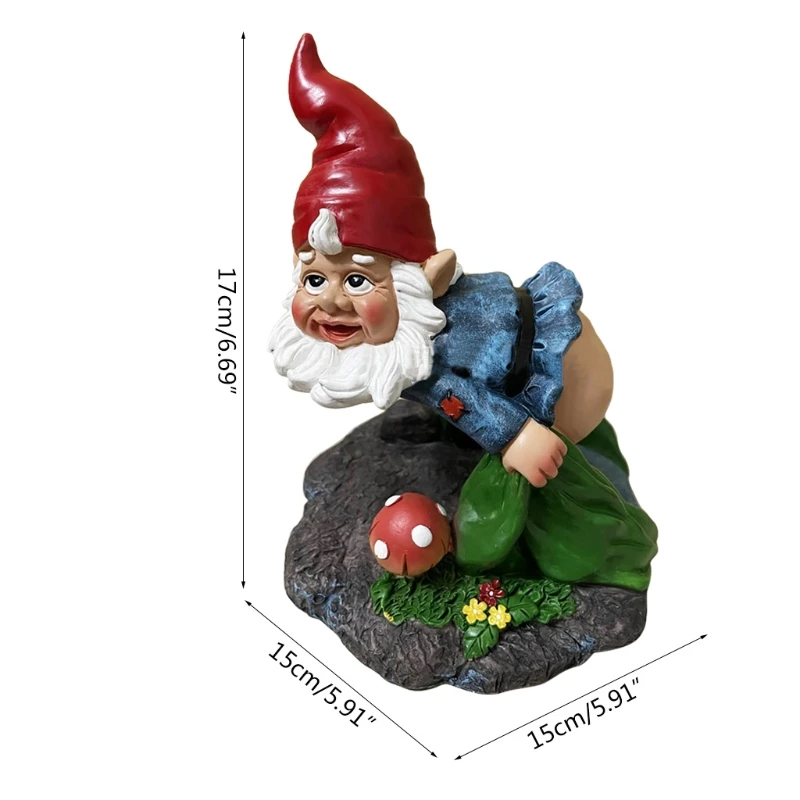 

Bare Buttocks Garden Gnome Statue Hand-Painted Swedish Tomte Yard Decoration Front Porch Figurines Outdoor Ornaments