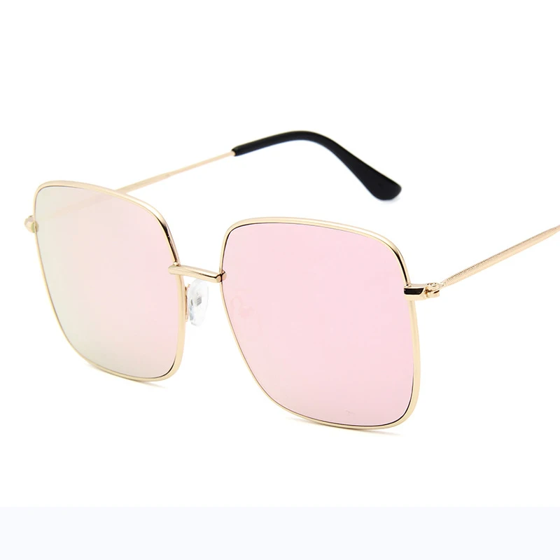 Gold Pink RBRARE, роскошные квадратные солнцезащитные очки для женщин, фирменный дизайн, Ретро стиль, сплав, оправа, большие солнцезащитные очки, Ретро стиль, градиентные мужские солнцезащитные очки - Цвет линз: Gold Pink