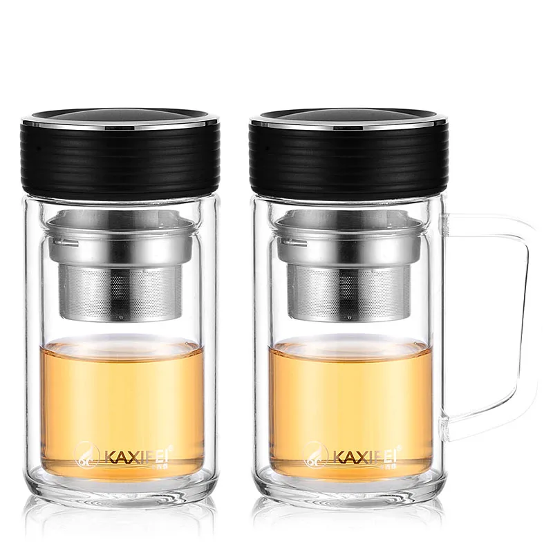 Curge Glass Tea Water Bottle with tea Infuser Double Wall and Separation Mug for Travel | Дом и сад