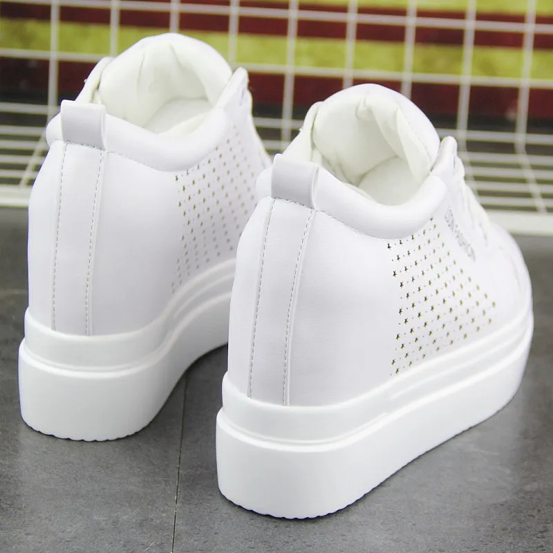 Кроссовки женские на скрытой танкетке 8 см повседневная обувь высокой платформе