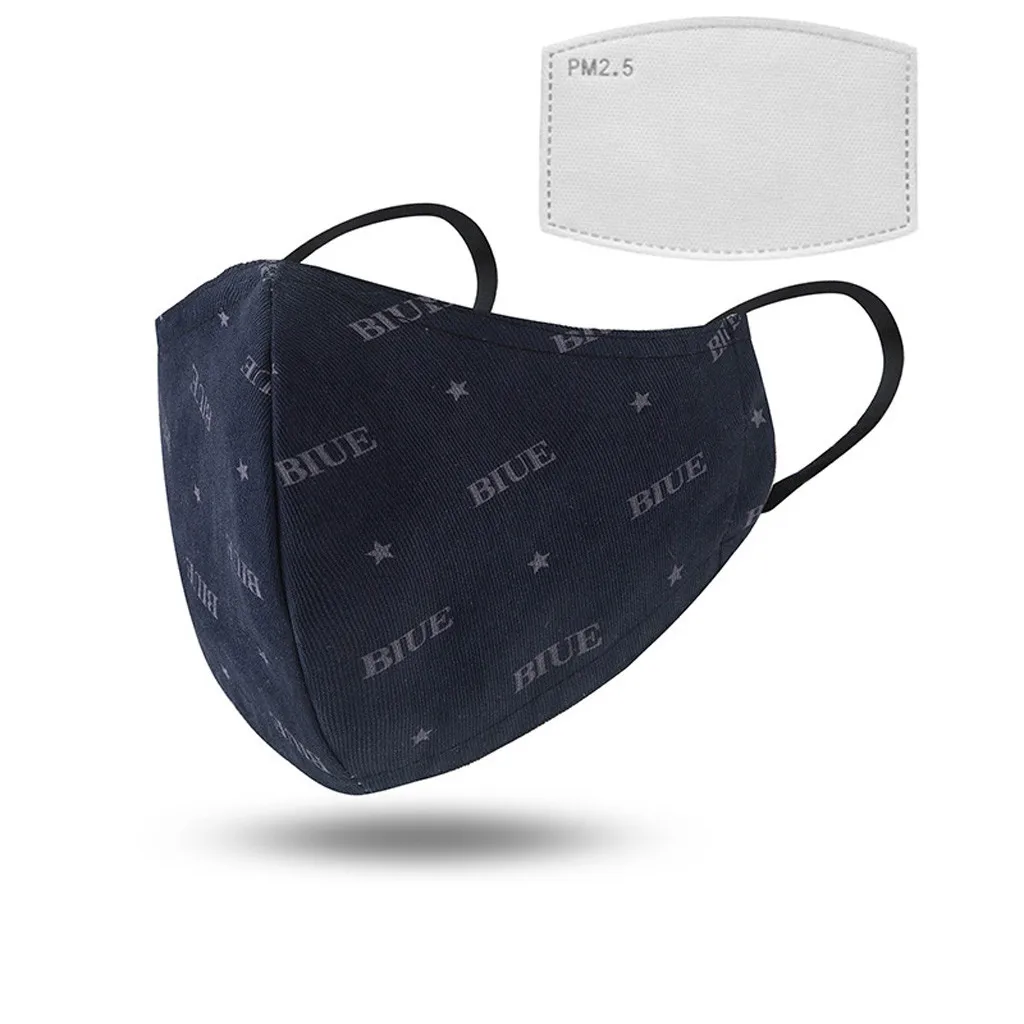 

Adult Daisy Letters Printed Dustproof Haze PM2.5 Washable Cotton Mask Sunshade Breathable Washable Mask Reusable with filters