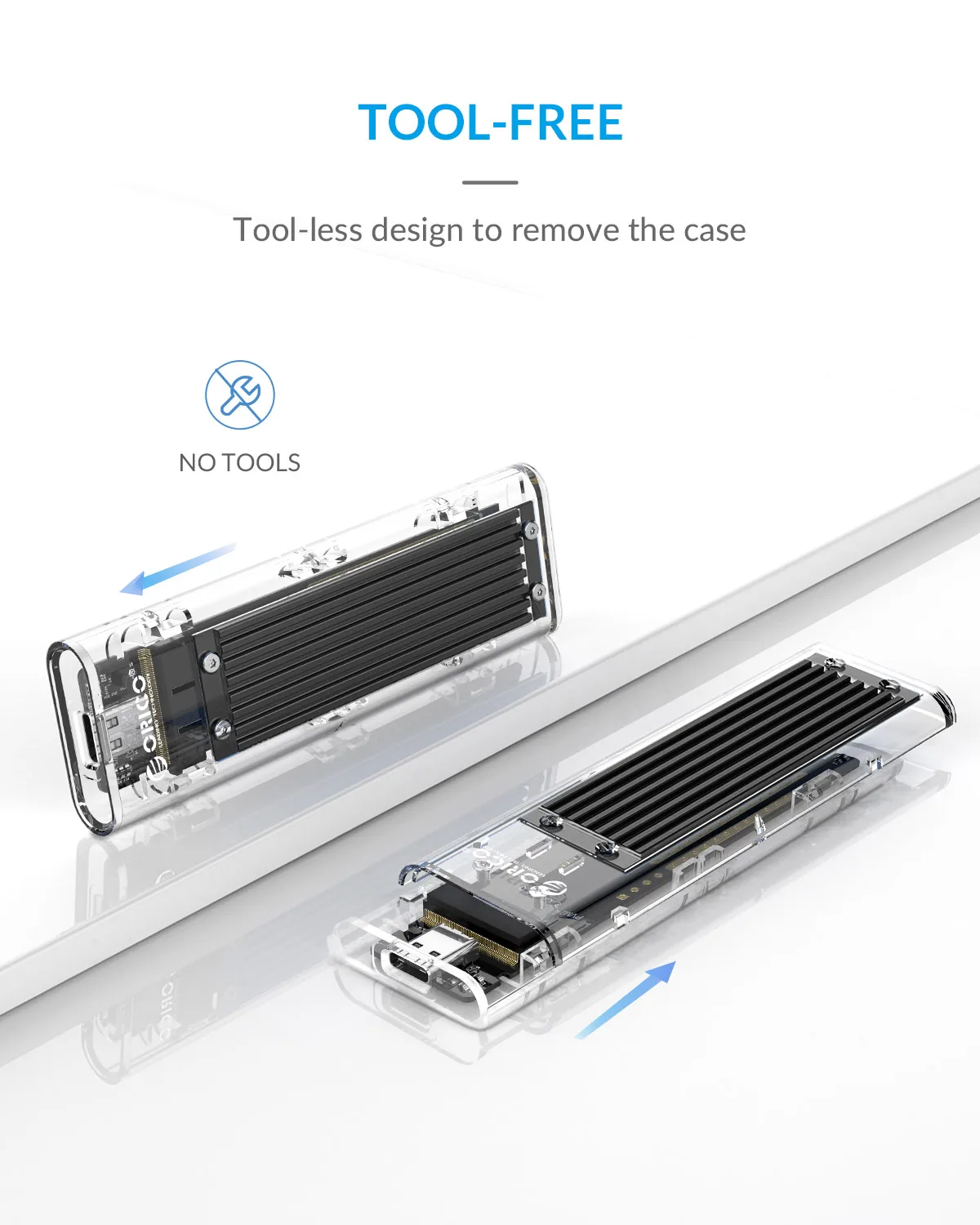 ORICO M.2 для Тип-C SSD корпус NVME прозрачный USB3.1 Gen2 10 Гбит/с Поддержка UASP 2 ТБ для NVME PCIE NGFF SATA м/B Ключ SSD жесткий диск