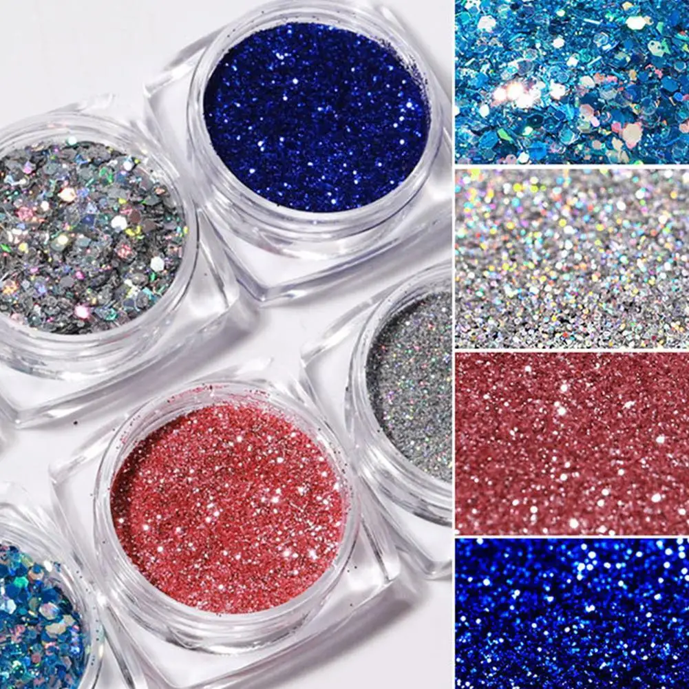

Nail Sequins Glitter Luminous Powder Easy To Apply Nail Mixed Artificial Decoration Decoration Six-Sided Nails Set Patch S3Y3