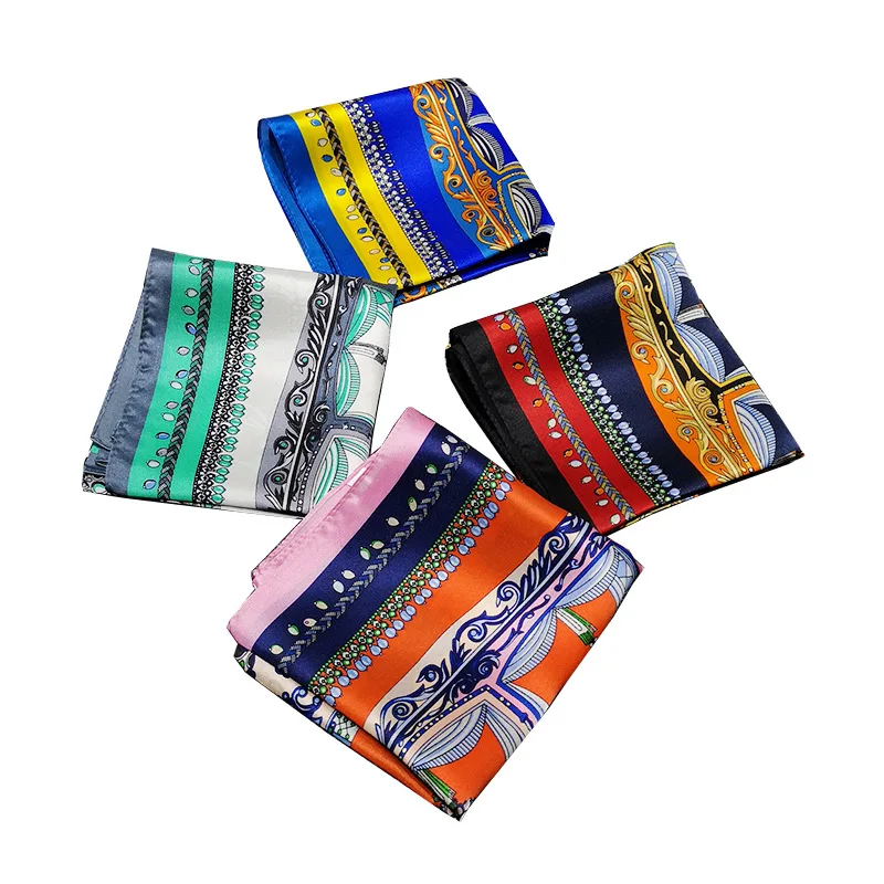 

53*53cm Fashion Kerchief Silk Hair Scarf For Women Luxury Print Neck Scarfs Female Square Bandana Headband Scarves For Lady 2019