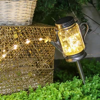 2pcs solar led fairy light outdoor mason jar bottle lid string light shower light garden decoration lantern christmas decor
