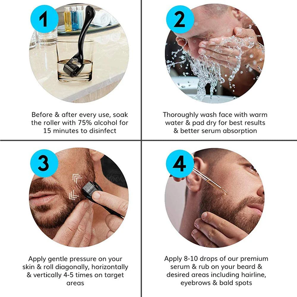 

Beard Growth Kit Hair Growth Enhancer Thicker Oil Nourishing Leave-in Conditioner Beard Comb Growth roller