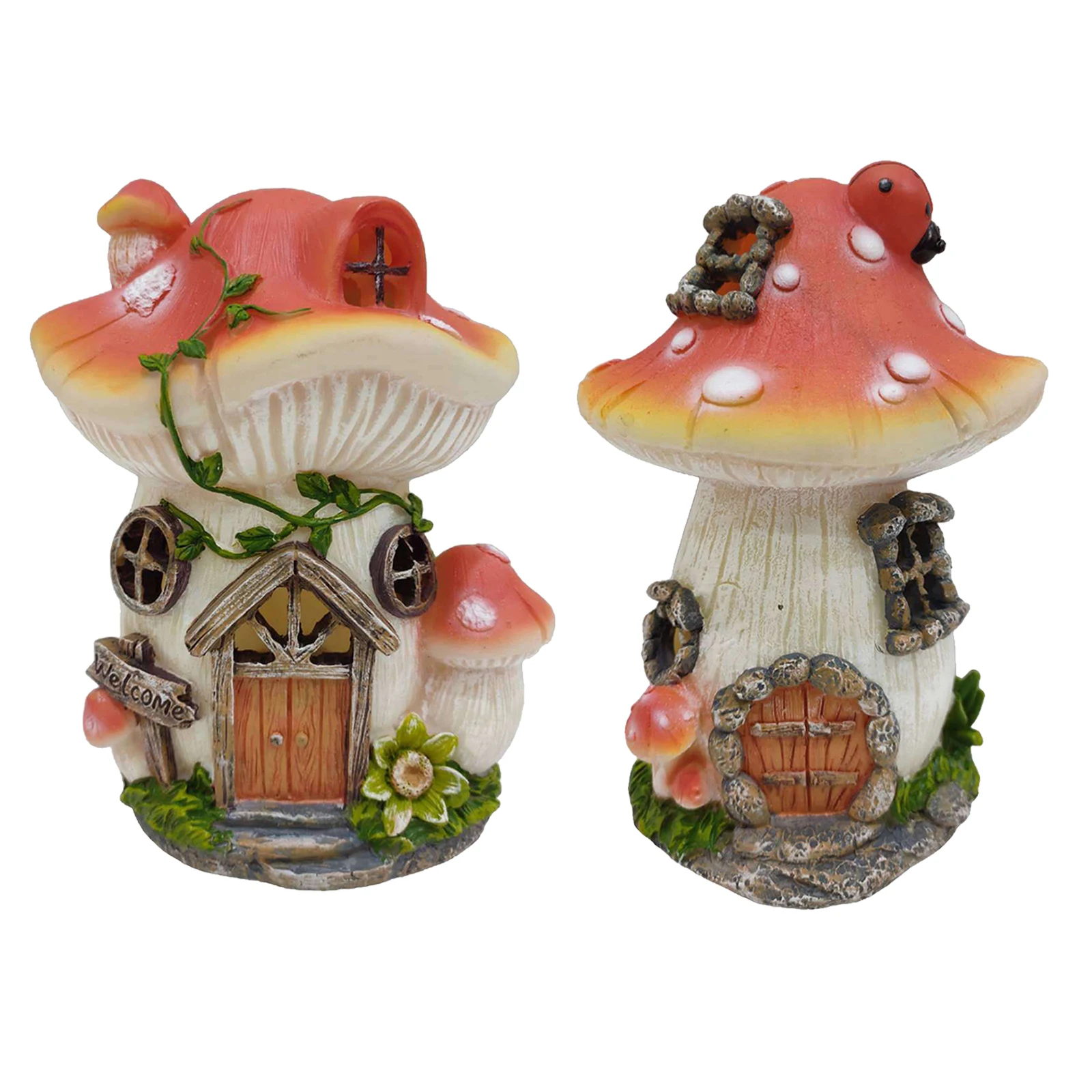

Resin Fairy House Mushroom Solar Powered LED Garden Light Micro Landscape Decoration Handcrafted Art Statue Garden Decor