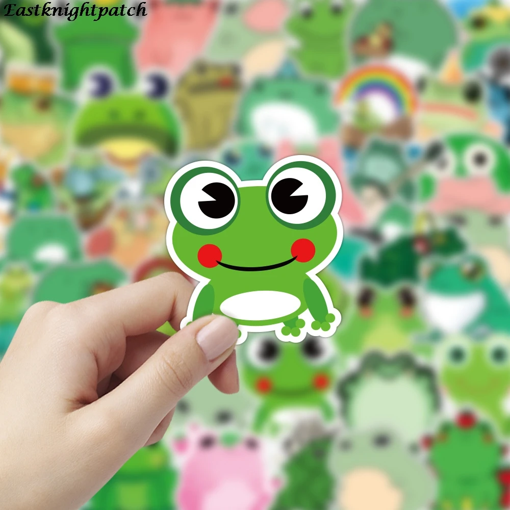 

E2274 50pcs Funny Frog Stickers Luggage Motorcycle Skateboard Guitar Car Waterproof PVC Graffiti Sticker Kids Toy