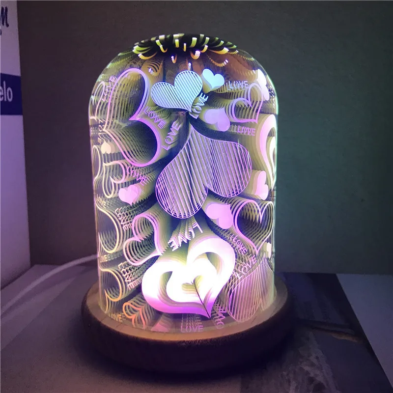 3D стеклянная крышка волшебный светильник s дерево Серебряный цветок