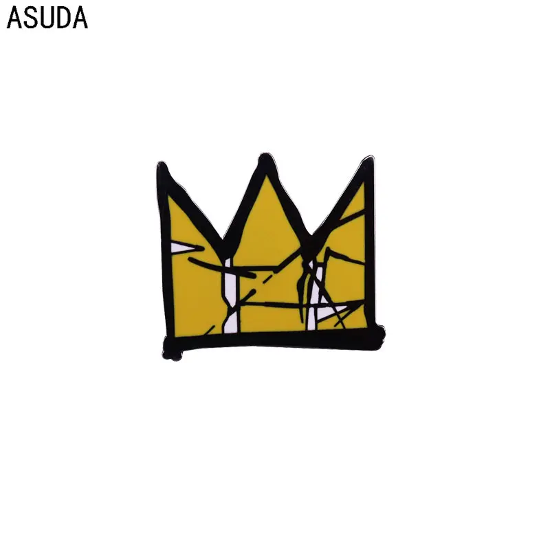 

Graffiti crown brooch and artist enamel pins Men and women fashion jewelry gifts anime movie novel lapel badges