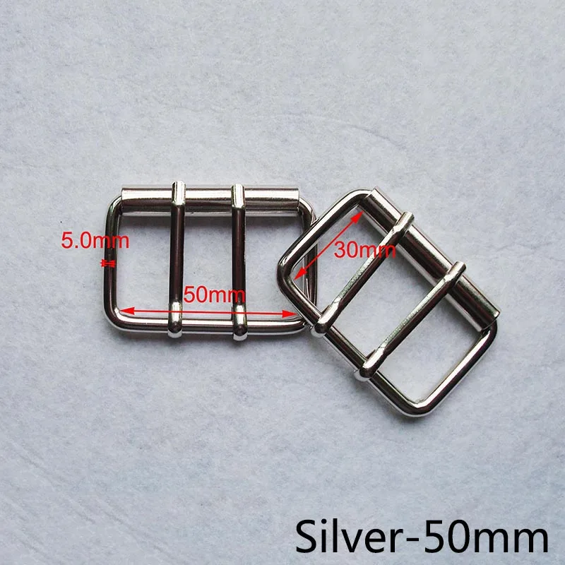 Silver-50mmD Meetee 4/10p 40/50/60 мм металлический двойной контактный ролик ремня пряжки пальто веб-ремень, регулируемый жгут "сделай сам", мужская сумка для аксессуаров - Цвет: Silver-50mmD