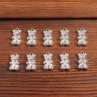 10pcslot trendy metal bear charms gold silver color pendant jewelry accessories for making earrings necklace bracelet wholesale