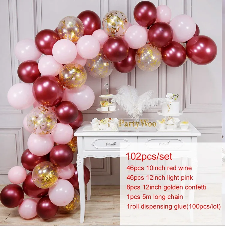 RED 102PCS 107 шт латексные воздушные шары арки синие воздушные шары набор свадебные шары Babyshower воздушные шары на день рождения Декор для детей и взрослых Globos balon - Цвет: RED 102PCS