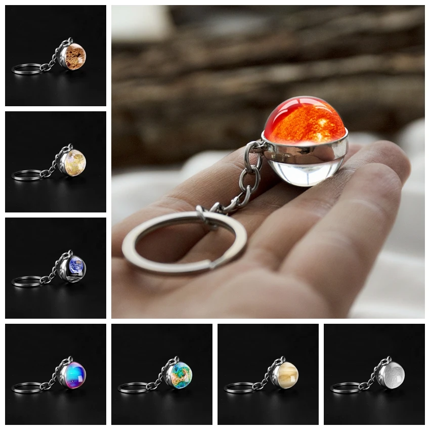 Брелок для ключей мужчин и женщин двухсторонний стеклянный с изображением