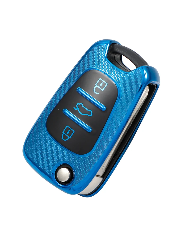 Чехол для автомобильного ключа из углеродного волокна ТПУ Hyundai i20 i30 i40 IX25 Creta IX35 HB20