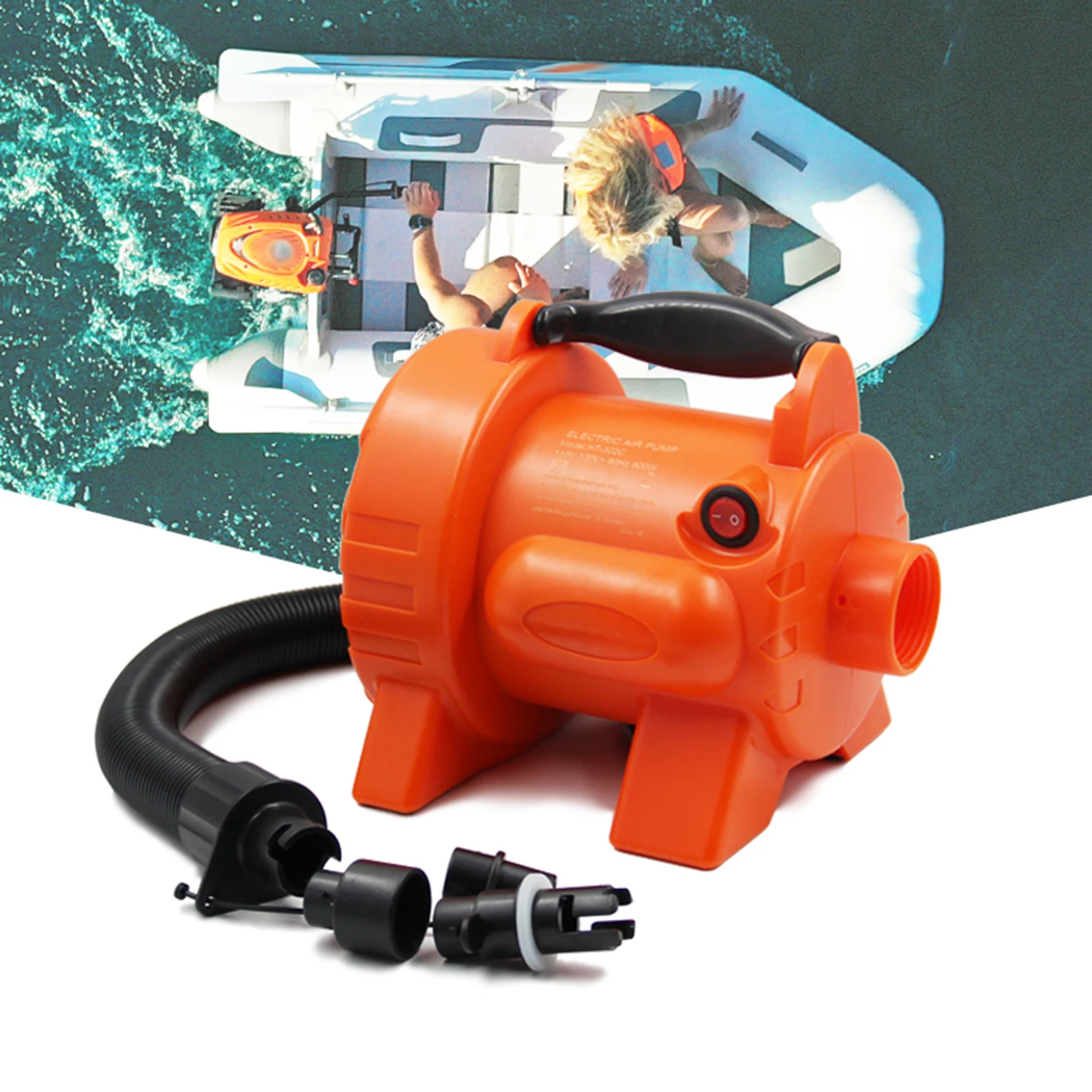 Электрический воздушный насос 800 Вт с 3 различными насадками автоматический