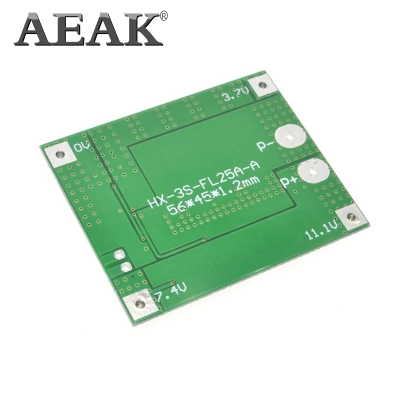 Защитная плата AEAK 3S 25A Li-Ion 18650 BMS PCM bms pcm с балансировкой для литий-ионного