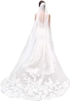 single layer wedding veil bridal veil lace embroidery lace edge bride supplies 3m with comb