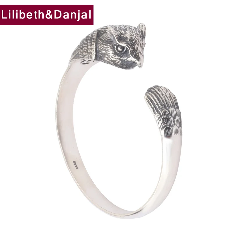 

Vintage Owl Opening Bracelet Bangle Pure 925 Sterling Silver Women Men Adjustable Brand Jewelry 2021 New Arrival Wholesale B08