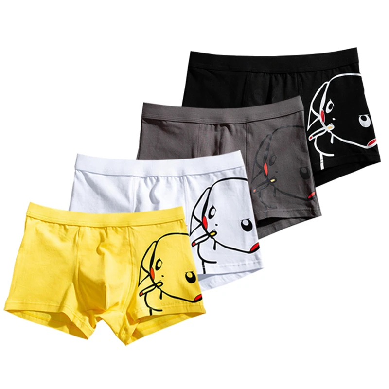 

4pcs/Lot Cute Underwear Man Funny Boxer Shorts Men's Panties Fashion Cartoon Mens Boxers Trunk Cotton Pouch Underpants Men