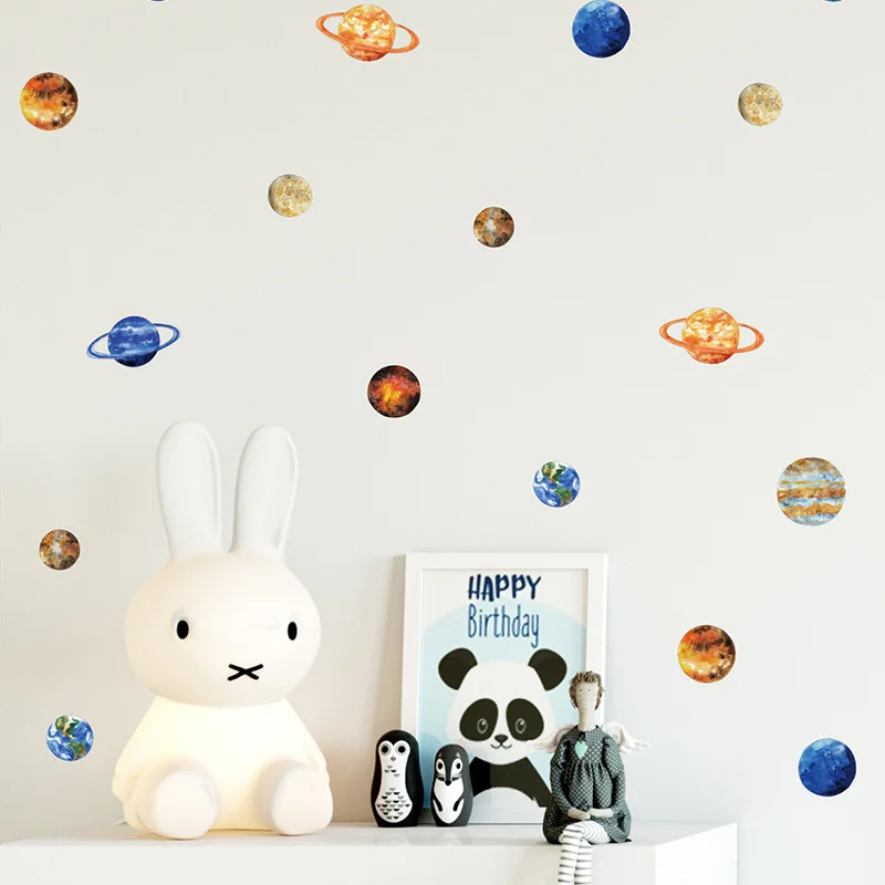 Eco-friendly Creative DIY Rainbow Cloud Planet Wall stickers for Kids room Kindergarten Baby Girl's Decals | Дом и сад