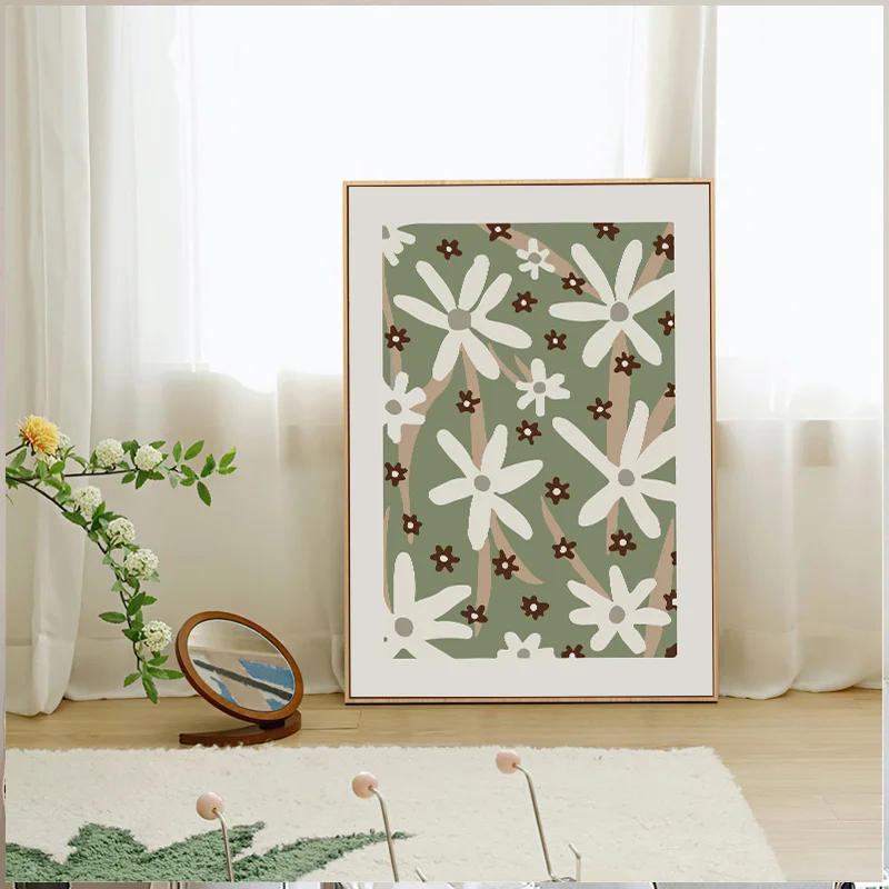 Абстрактная геометрическая форма плакат Nordic для домашнего декора. Скандинавский зеленый листовой декоративный рисунок. Современная холстовая картина на стену.
