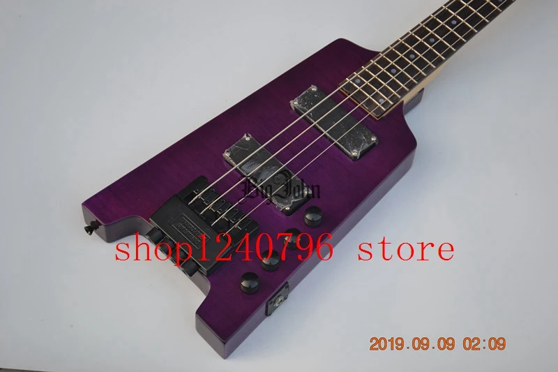 Фиолетовый purple headless electric bass 4 string scale length 864mm - Цвет: Фиолетовый