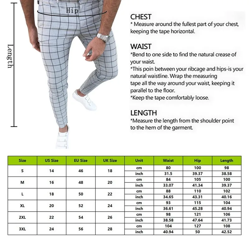 

Plaid Men Pants Skinny Pants Men's Clothing Pantalon Trousers Pencil Pants Men's Ropa Hombre Streetwear Men Smart Casual Pants