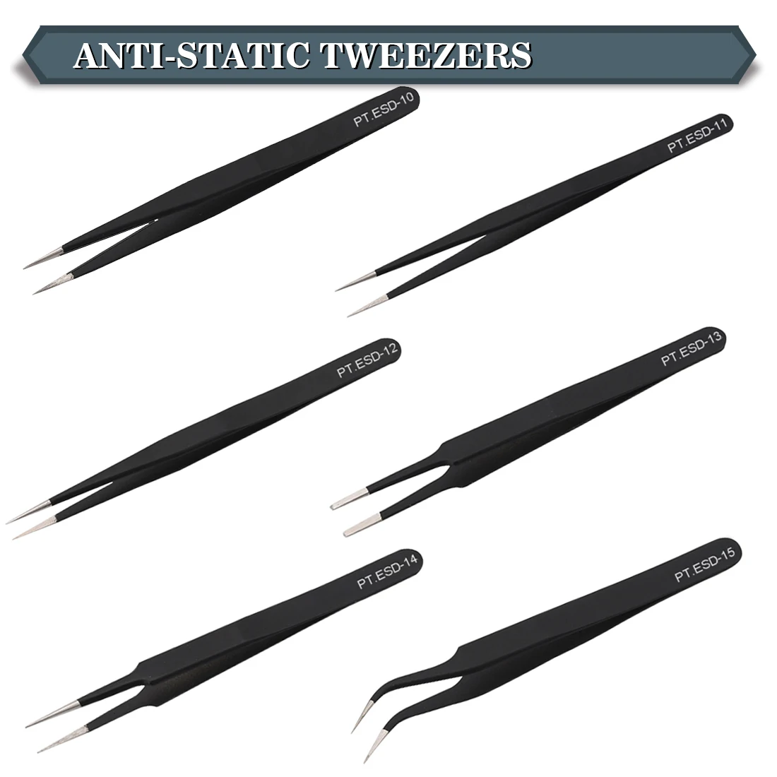 

Stainless steel industrial safety repair tweezers 6 pieces of anti-static tweezers tool set set of electronic component repair