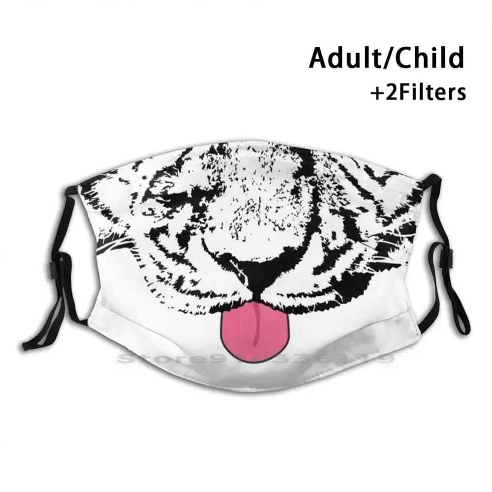 

Tongue Out Tiger Mouth Reusable Mouth Face Mask With Filters Kids Tongue Tiger Stick Out Dots Polka Polka Dots Glasses Nerd