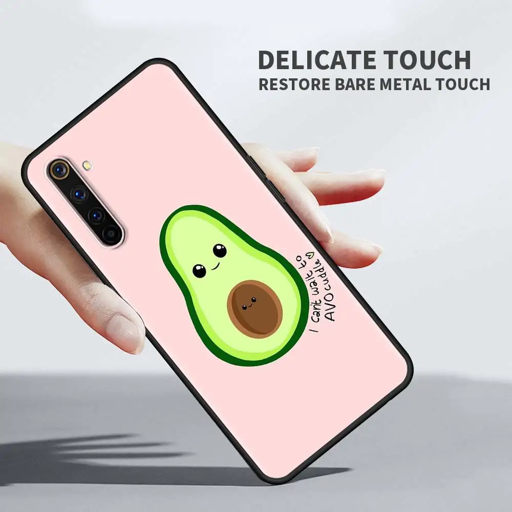 

Black Case For Realme C3 6 7 5 8 XT X50 Pro C15 C11 7i C20 C25 C21 Fashion Silicone Anti-knock Capa Cartoon Avocado Cute Pink