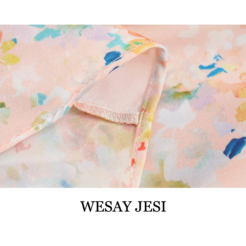 

WESAY JESI ZA Women Shirt Lapel Bow Elastic Waistband Layered Ruffle Shirt Dress Ldyllic Style Refreshing Simple And Chic Dress