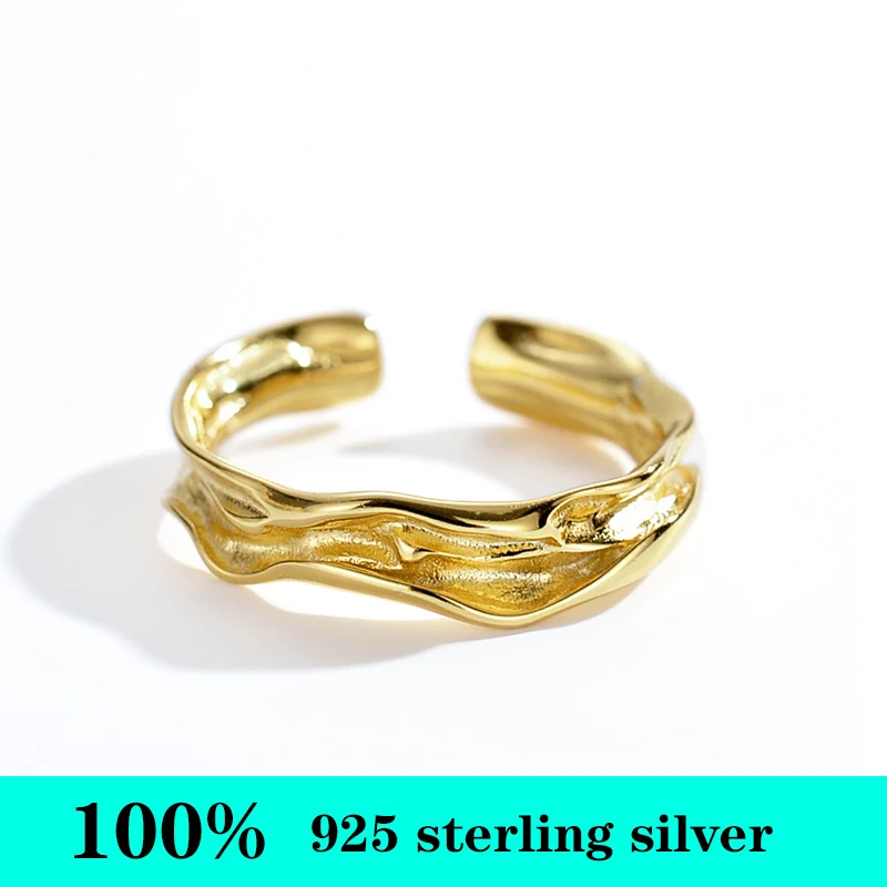 

925 sterling silver irregular bump ring 18K gold color can be adjusted. Party woman ring 2 colors can be selected