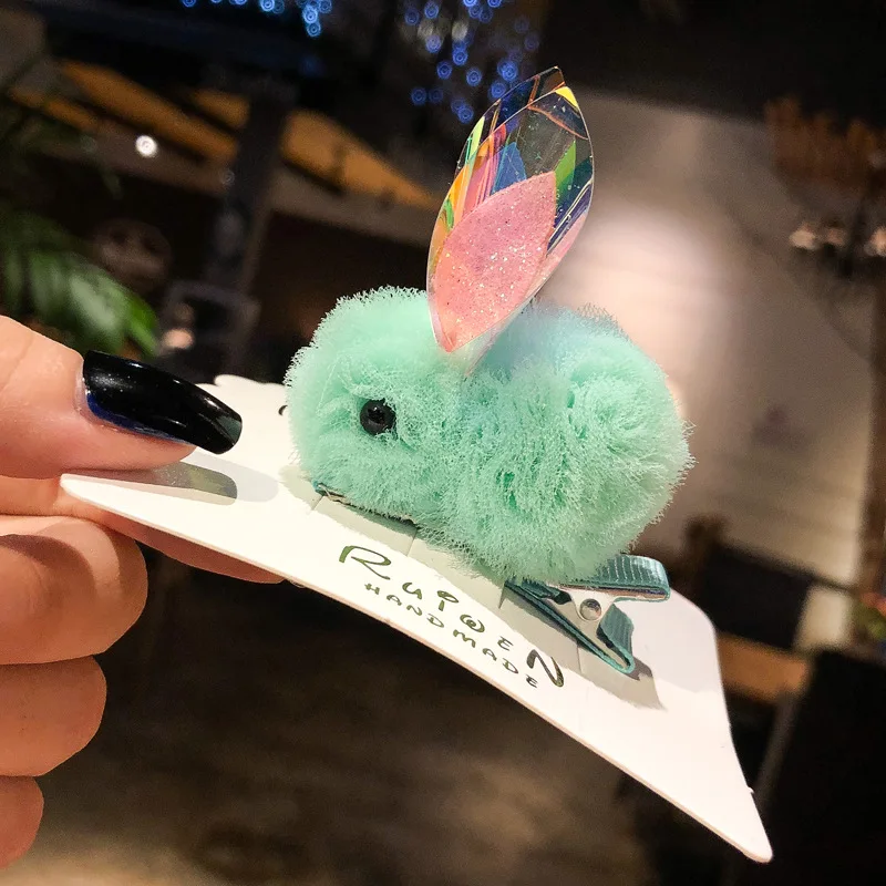 1 шт. супер милые прозрачные тканевые заколки для волос в виде кролика девочек