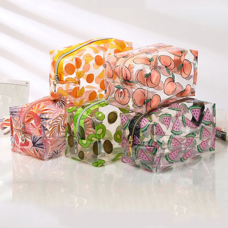 

Fruit Waterproof Transparent Cosmetic Bags Multifunction Clear Case Makeup Organizer Zipper Travel Storage Pouch Toiletry Bag