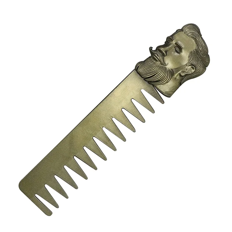 

Coarse Hairdressing Comb Teeth Metal Detangle Afro Comb Men Portable Beard Mustache Massage Tools In Wide Comb Tooth Design
