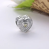authentic 925 sterling silver luxurious and fashionable heart shaped beads fit original pandora bracelet for women diy jewelry