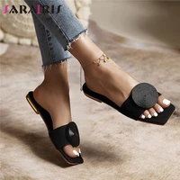 sarairis new fashion female thin and light slippers for women 2021 square toe flat women sandal beach shoes for women summer