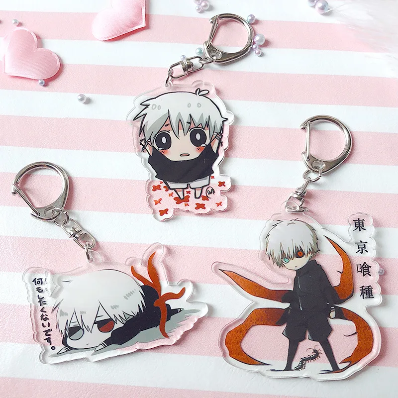 

Tokyo Ghoul RE Keychain QS Sasaki Haise Double Sided Acrylic Key Chain Pendant Anime Bag Car Keyring Accessories Cartoon Gift
