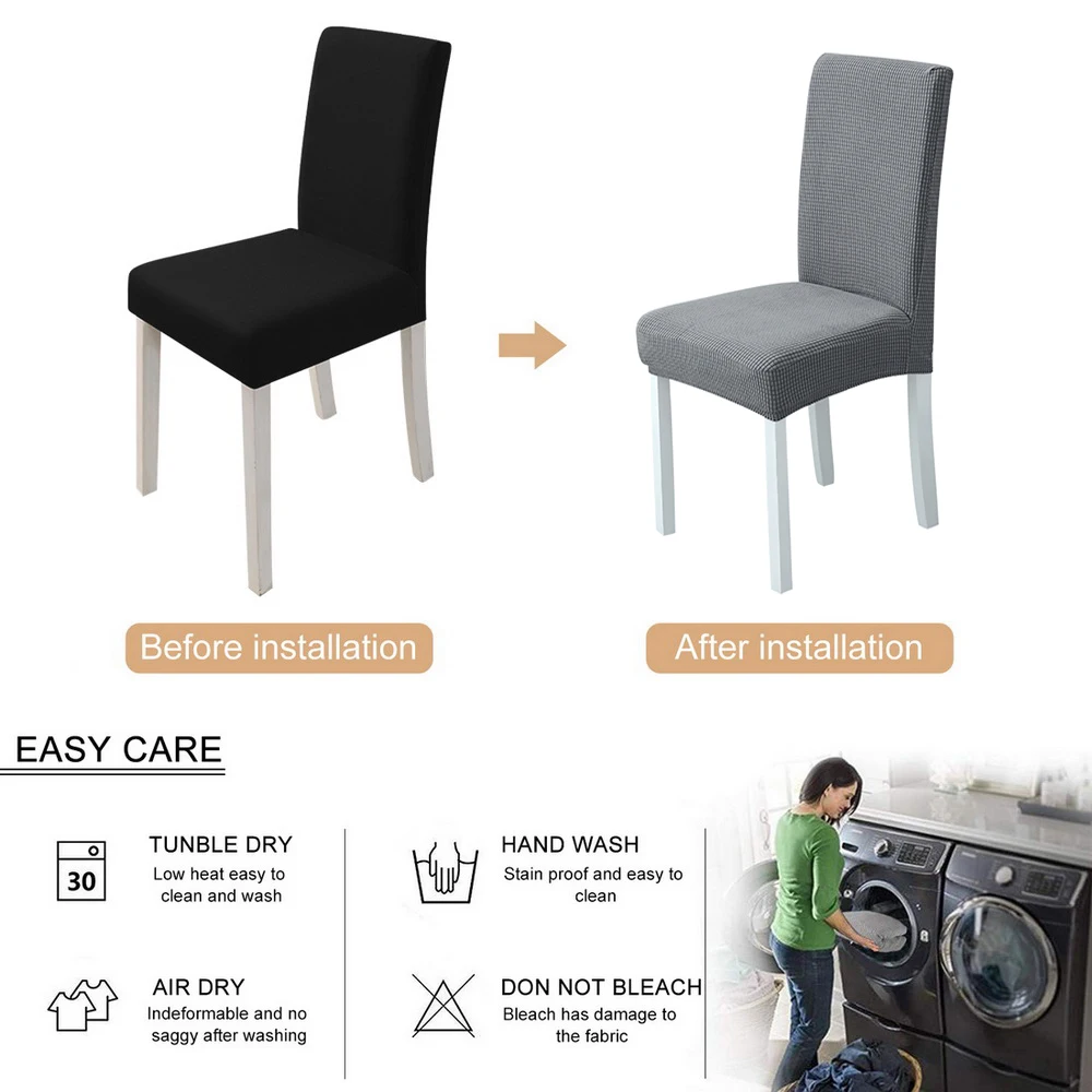 Однотонный флисовый чехол для стула 1/2/4 шт. утолщенные эластичные Чехлы столовой