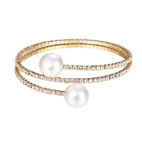 2021 trendy rhinestone silver plated jewelry pearl bracelets pearl jewelry for women crystal bangles bracelets gifts