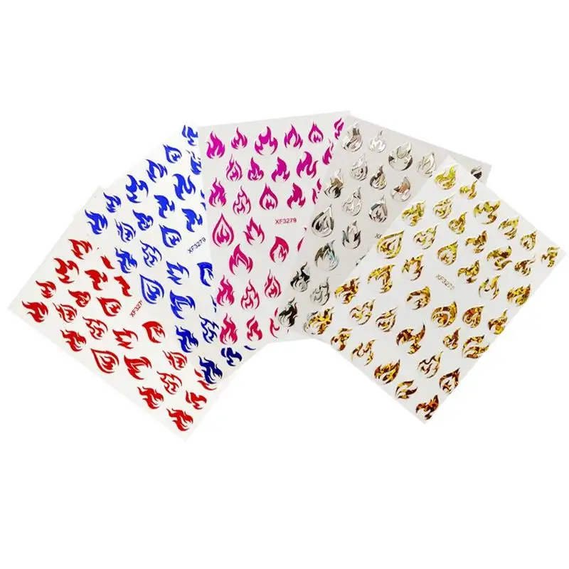 

5PCS Flame Nail Art Stickers 3D Laser Nail Stickers Non-Toxic Nails DIY Nail Art Nail Accessories Fashion Manicure Stickers
